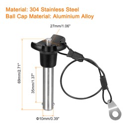 uxcell Ball Locking Pins with Button Handle, 304 Stainless Steel Triangular Cap Push-Button Quick Release Pin with 24.5cm Rope (10mm-35mm)