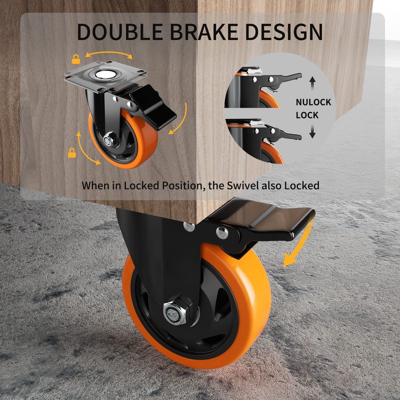 3 Inch Caster Wheels, Casters Set of 4, Heavy Duty