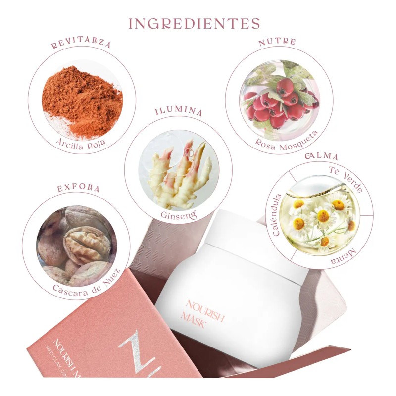 Mascarilla Hidratante Arcilla Roja Nourish Mask Nunun Skin