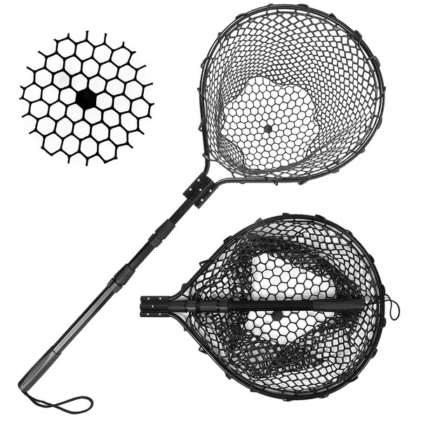 Blue Billow Rubber Fishing Net Large Folding Landing Net,Collapsible Aluminum