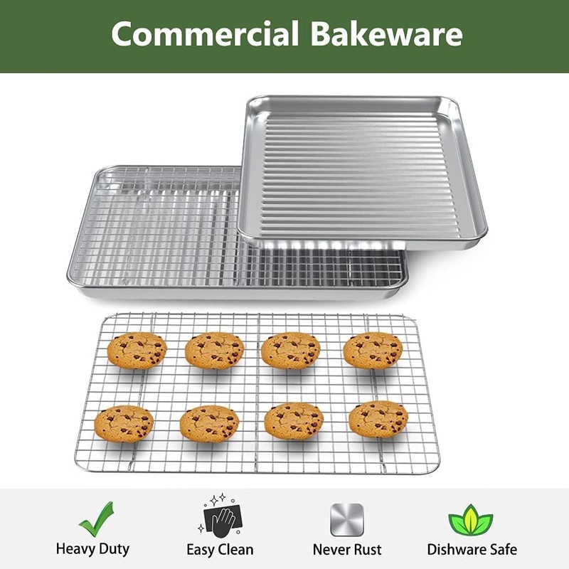 ROTTAY Baking Sheet, Half Sheet Pan with Cooling Rack Set