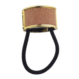 Lux Accessories Goldtone Red Glitters Ponytail Holder Stretch Elastics Black Hair Ties