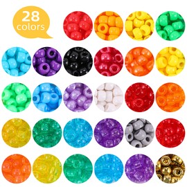Pony Beads for Bracelet Making Kit, Rainbow Kandi Beads for Jewelry Making DIY Crafts School Gift Hair Beads for Hair Braids with Rubber Band and Hair Beader