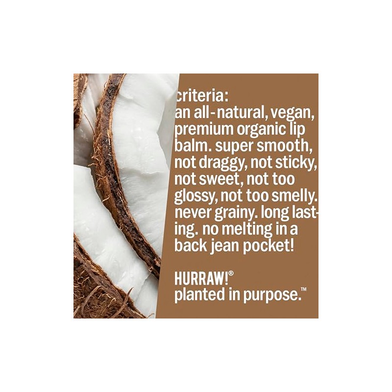 Hurraw Lip Balms 3-pack Mint, Earl Grey, Coconut by Hurraw