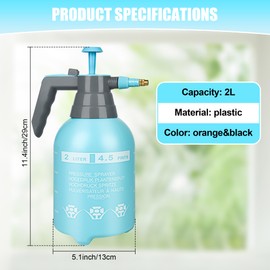 3 Pcs 1/2 Gallon Plastic Handheld Pump Sprayer – Garden Pressure Sprayer Bottle with Adjustable Nozzle for Plants, Cleaning, Household Tasks –Blue