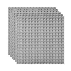 Lekebaby Set of 6 Building Plates, Compatible with Different Building Blocks, 25 x 25 cm, Base Plates, Grey