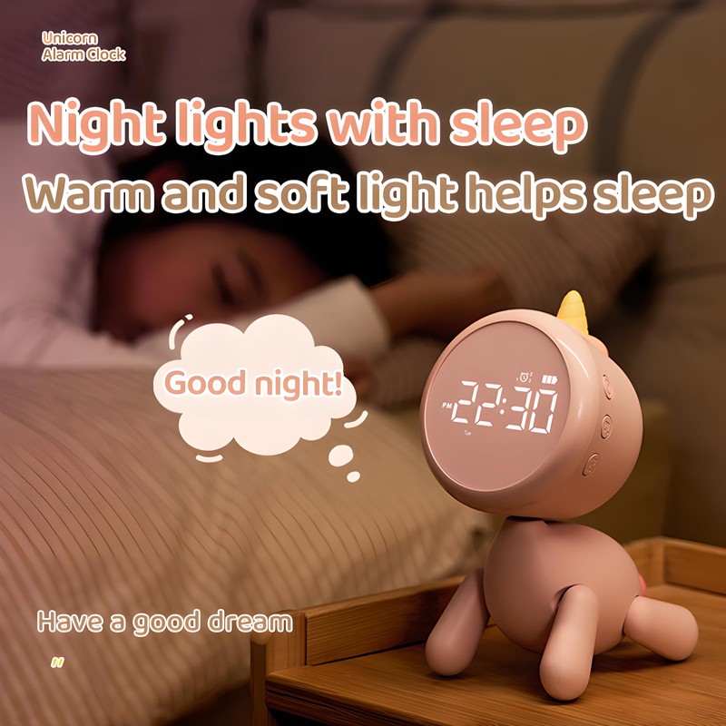 Danolt Children's Digital Alarm Clock with Light Alarm Clock Without
