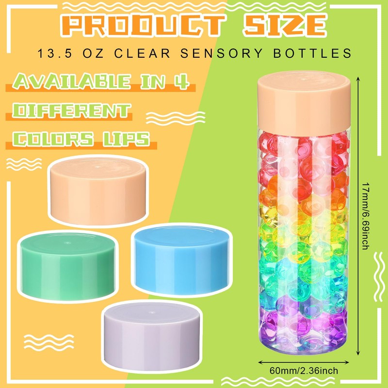 Hoolerry 16 Pcs Empty Plastic Sensory Bottles with Lids Reusable