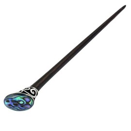 ISLAND PIERCINGS HN163 Handmade Wooden Hair Pin with Mother of Pearl Insert, 1 Piece (Pack of 1)
