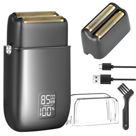 Electric Razor for Men, Electric Foil Shavers, 3-Speed Foil Shaver with Double Floating Blades, IPX7 Waterproof Wet/Dry Shaver, 90 Min Runtime, LED Display, Travel Lock, Gifts for Men