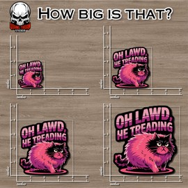 Oh Lawd He Treading Sticker Fat Cat Waterproof Vinyl Bumper Sticker Sticker for Laptop Water Bottle Hardhat Gifts for Her Him Adults