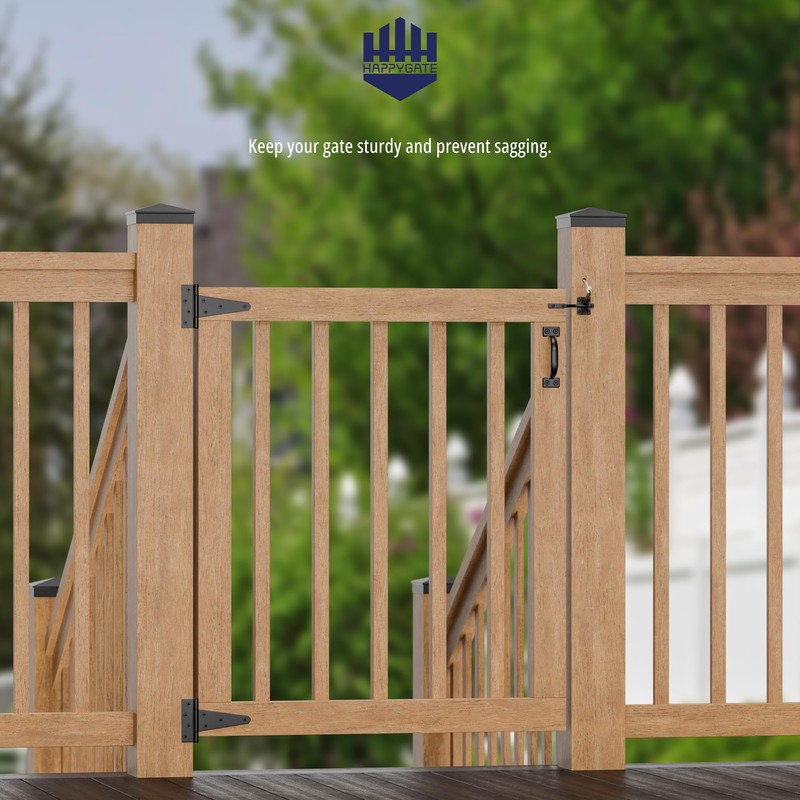 HAPPYGATE Fence Gate Hardware Kit, Heavy Duty Gate Kit for