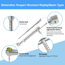 Dental Implant Torque Wrench Kit - 16pcs Universal Prosthetic Screwdriver Set with Adjustable Torque Ratchet (10-70Ncm) - Autoclavable High Precision Implant Driver Kit for Dentists