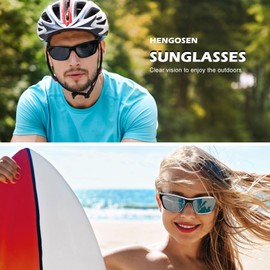 HENGOSEN Sports Sunglasses for Men 3 Pack Polarized Sunglasses Men Women Running Cycling Fishing with UV 400 Protection (Matte Black/Grey + Red + Green)