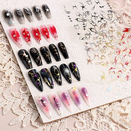 Vezocim Christmas Nail Art Stickers, 5 Sheets, Holographic 3D Paper Decals for Women Girls Manicure, Multi Color, Snowflake, Xmas Tree, Santa, Snowman, Winter Holiday Decorations