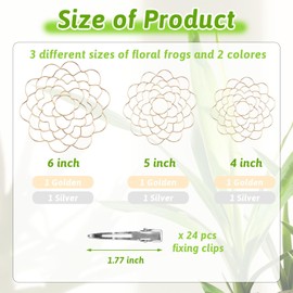 Soleeya 6 Pcs Flower Arrangement Holder 4/5/6 Inch Metal Floral Frog Wire with 24 Clips, Flower Arranger Grid for Vase Flower Frogs Floral Arranging Grid Stem Holders for Flower Arrangements Vase