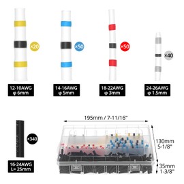 QWORK® Pack of 500 Solder Connectors Heat Shrink Connectors in 5 Sizes, 2:1 Shrink Ratio, Colour Coded Melt Connectors for Electronics & Vehicles