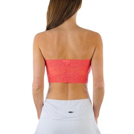 ToBeInStyle - Brasier de tubo tipo bandeau para mujer, tamaño regular y grande, con almohadillas para orejas extraíbles, Parte trasera de encaje individual: Coral B, Talla única
