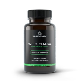Shroomex® Organic Chaga Mushroom Supplement | Verified World's Most Potent Extract | 3rd Party Lab Tested by Eurofins | Made in The UK | 60 Max Strength Capsules