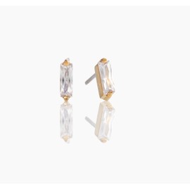 Tini Lux | Hypoallergenic Earrings | Titanium Bijou Stud Earrings | Small Silver Baguette Crystal Detail | Titanium Stud Earrings for Women | Earrings Studs, Sensitive Ears, Trendy Womens Earring Set (Gold)