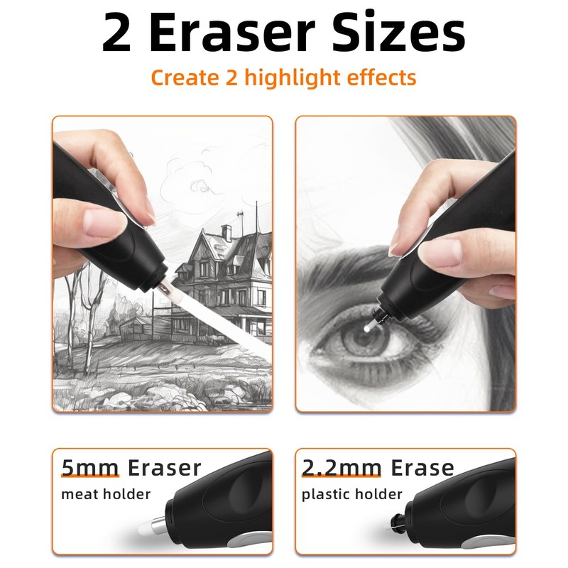 ZMOL Battery Operated Eraser for Sketch/Drawing/Drawing/Graphite Pencil,Electric Eraser Kit for