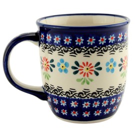 Polish Pottery Market 12 oz Mug with Handle – Hand-crafted Bolesławiec Polish Stoneware by Zakłady Ceramiczne – Made in Poland