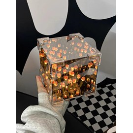 KINGCOO Finished Tulip Mirror Night Light 2-in-1 Mirror & Decorative Lights Bedroom Living Room Desktop Decoration Infinite Mirror Effect Girl Gifts (Pink 20LED)