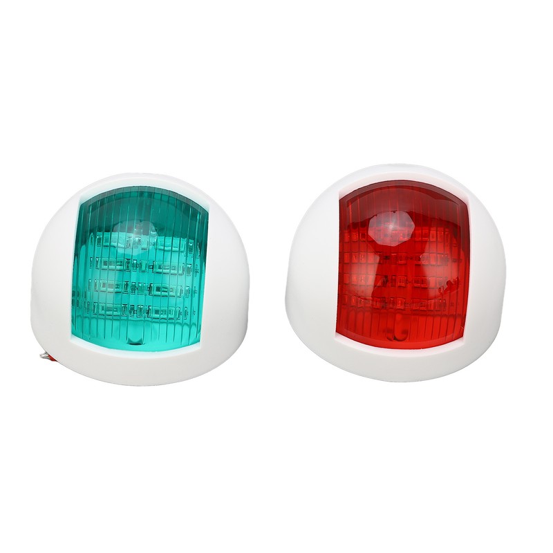 Pair of Rounded Waterproof Sidelight Signal Lamp Red + Green