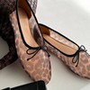 UBWDU Leopard Mesh Ballet Flats for Women Round Closed Toe