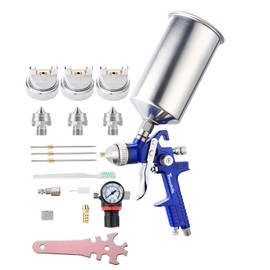 Throohills Spray Gun Set, Car Paint Spray Gun with 1.3/1.5/1.8mm Nozzles and 1000cc Aluminum Cup for Car, Wall Paint, Furniture Spraying（Blue）