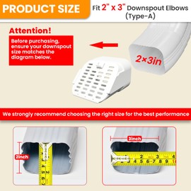 Furniok 2-Pack Gutter-Downspout Rodents Guard - Gutter Downspout Extension Accessory, Protect Your Gutter Downspout from Small Animals, Fit Type-A 2" x 3" Downspout Elbows (2"x3" (2-Pack))