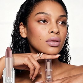 Lápiz labial crema hidratante rosa nude, acabado mate satinado, lápiz labial de humedad natural con vitamina E, lápiz labial de alta pigmentación hidr