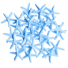 Adecco LLC 30 Pieces Small Light Blue Finger Resin Starfish Ornaments for Crafts and Wedding Home Decor (Deep Blue)