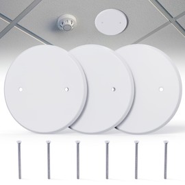 Wuno Shop 3-Pack Ceiling Cover Plate, 5 inch Round Outlet Covers Plate For 3-1/2 inch Electrical Box, Metal Blank Cleanout Cover Plate for Smoke Detector, Wall Light Hole, Hole Spacing 2.8 inch-White