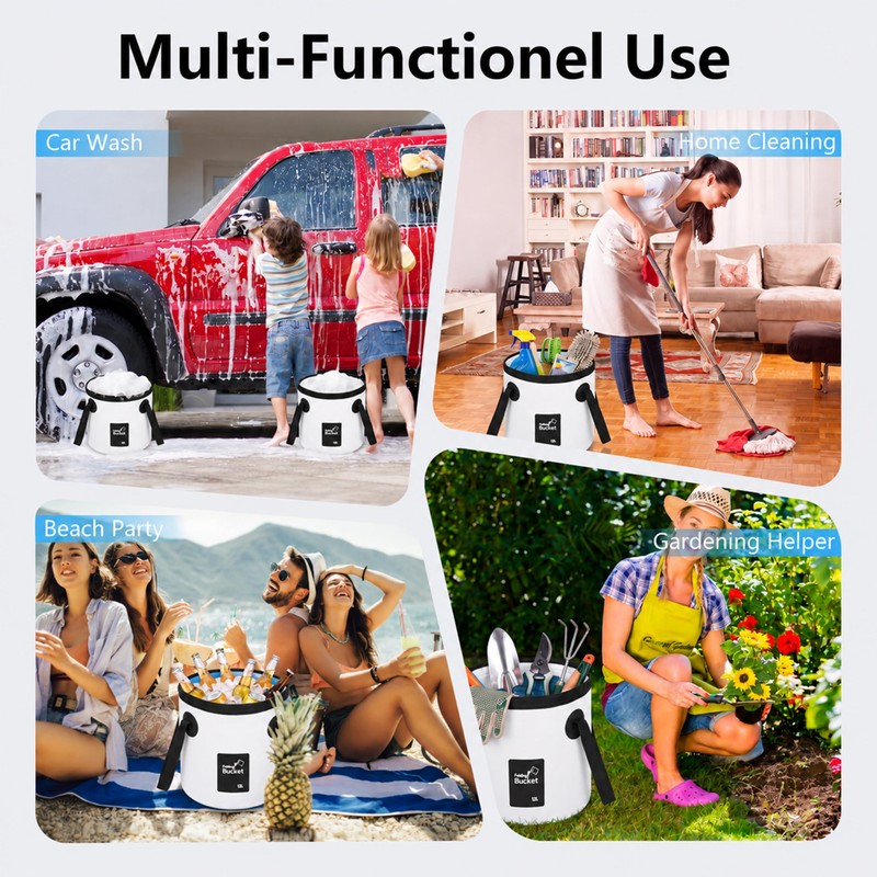 3.2 Gallon Collapsible Bucket with Handle, Foldable Water Bucket for