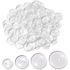 ZAMXHUG Buttons - 200 Clear Buttons - Reversible - Crafts - Sewing, for Blazer Suits, Uniform and Jacket, Crafts (4 Sizes 12.5 mm 15 mm 18 mm 20 mm)