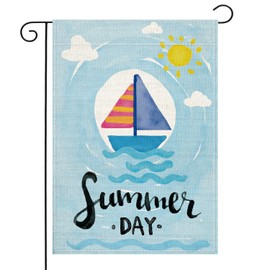 BreezyHue Summer Garden Flag 12x18 Vertical Double Sided, Seagoing Sailboats Flag Burlap Seasonal Decorative Outdoor Flag for Outside Outdoor Yard Decoration (Seagoing Sailboats)