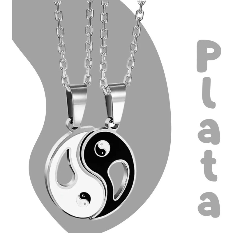 Veraly Collar Pareja Yin Yang Amigos Calidad Acero Inoxcidable Color