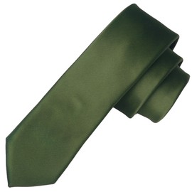 Landisun Olive Green Tie Men Women Solid Skinny Ties Slim Ties Satin Tie
