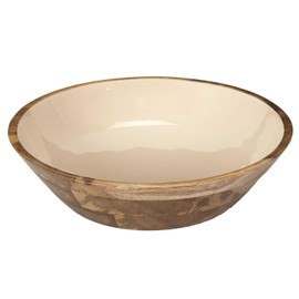 HOME DECO FACTORY, KA0569 Salad Bowl in Mango Wood Dune Plain D28, Elegant and Durable Design, Perfect for Salads and Fruits, Easy Maintenance, Brown and Beige Colour, Size D28