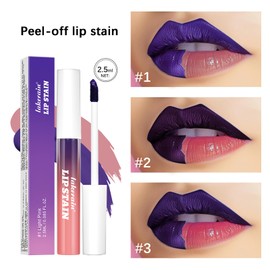 3 PCS Peel Off Lip Stain Lip Tint Set, Pinked Lip Stain Peel Off Matte Lip Liner, Long-Lasting Lip Tint Stain Peel Off Lip Gloss, Waterproof Non-stick Cup Peel Off Lipstick Lip Stains for Women