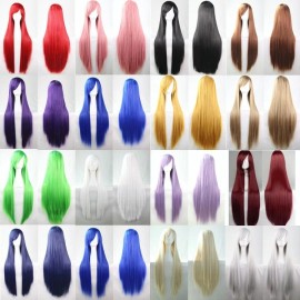 ANYGO Cosplay Pelucas Cabello Sinteticas Larga Y Liso Multicolor