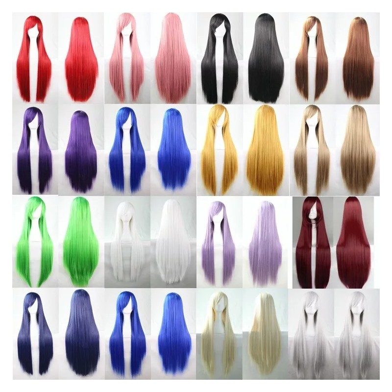 ANYGO Cosplay Pelucas Cabello Sinteticas Larga Y Liso Multicolor