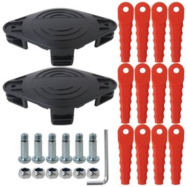 WELURE 2 AF-100 Polycarbonate Replacement Head Blades for Black Decker GH900, GH600, LSTE525, LST300, BESTA510 String Trimmers with 12 Flexible Replacement Blades, 6 Screw Part