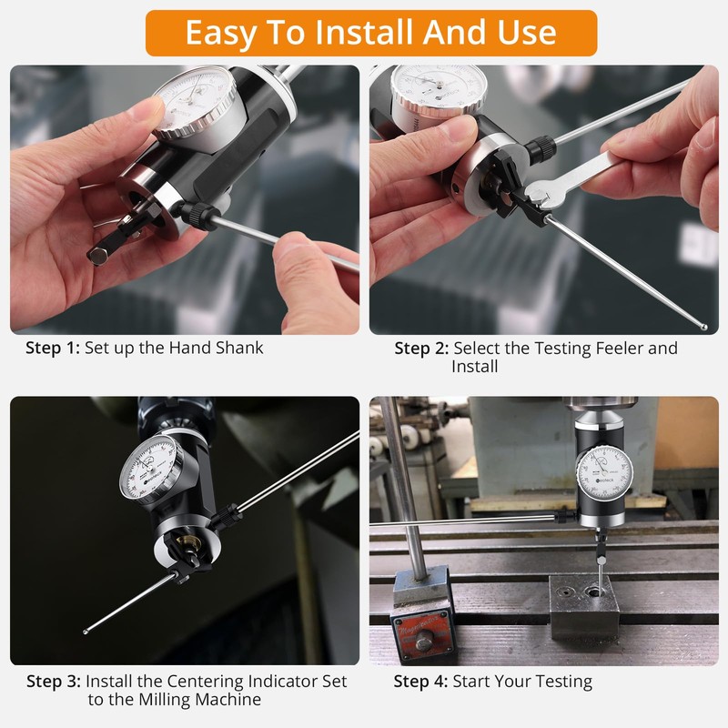 Neoteck Coaxial Centering Indicator 0-0.15''/0.0005'' Diall Indicator Set with Storage