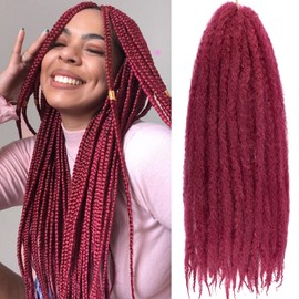 18 Inch Marley Twist Braiding Hair 8 Packs Pink Marley Hair Crochet Braids Pre-Separated Afro Kinky Twist Crochet Hair for Black Women Long Braiding Hair Extensions (8 Packs,Pink#)