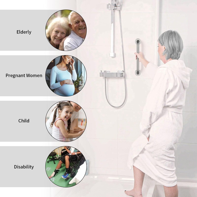 2 Pack 12 Inch Shower Grab Bar, ZUEXT Chrome Stainless