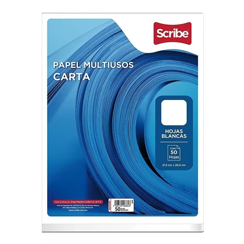 Scribe Paquete De 50 Hojas Blancas Alta Blancura 75 G/m2