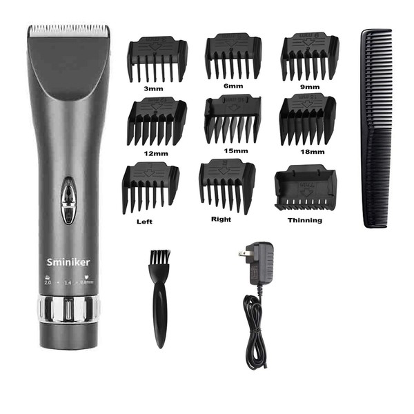 Sminiker Professional Hair Clippers Cordless Barber Shavers Rechargeable Hair Cutting Kit with 1 Hairdressing Cape 2 Scissors 9 Comb Guides