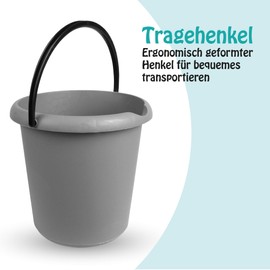 Bucket (3 Pieces) Household Bucket, 5 Litres, in Various Colours, Cleaning Bucket Made of Sturdy Plastic, BPA-Free, Made in the EU, Plastic Bucket (Mix)